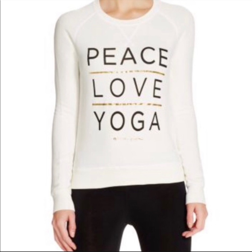 Spiritual Gangster Peace Love Yoga White Crewneck Long Sleeve Sweatshirt Size M